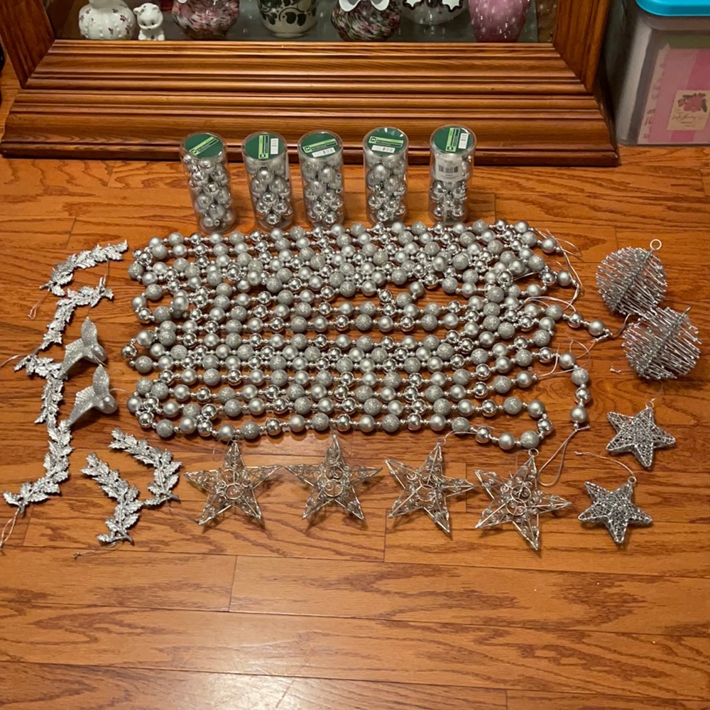 Silver Holiday Tree Decor ornaments